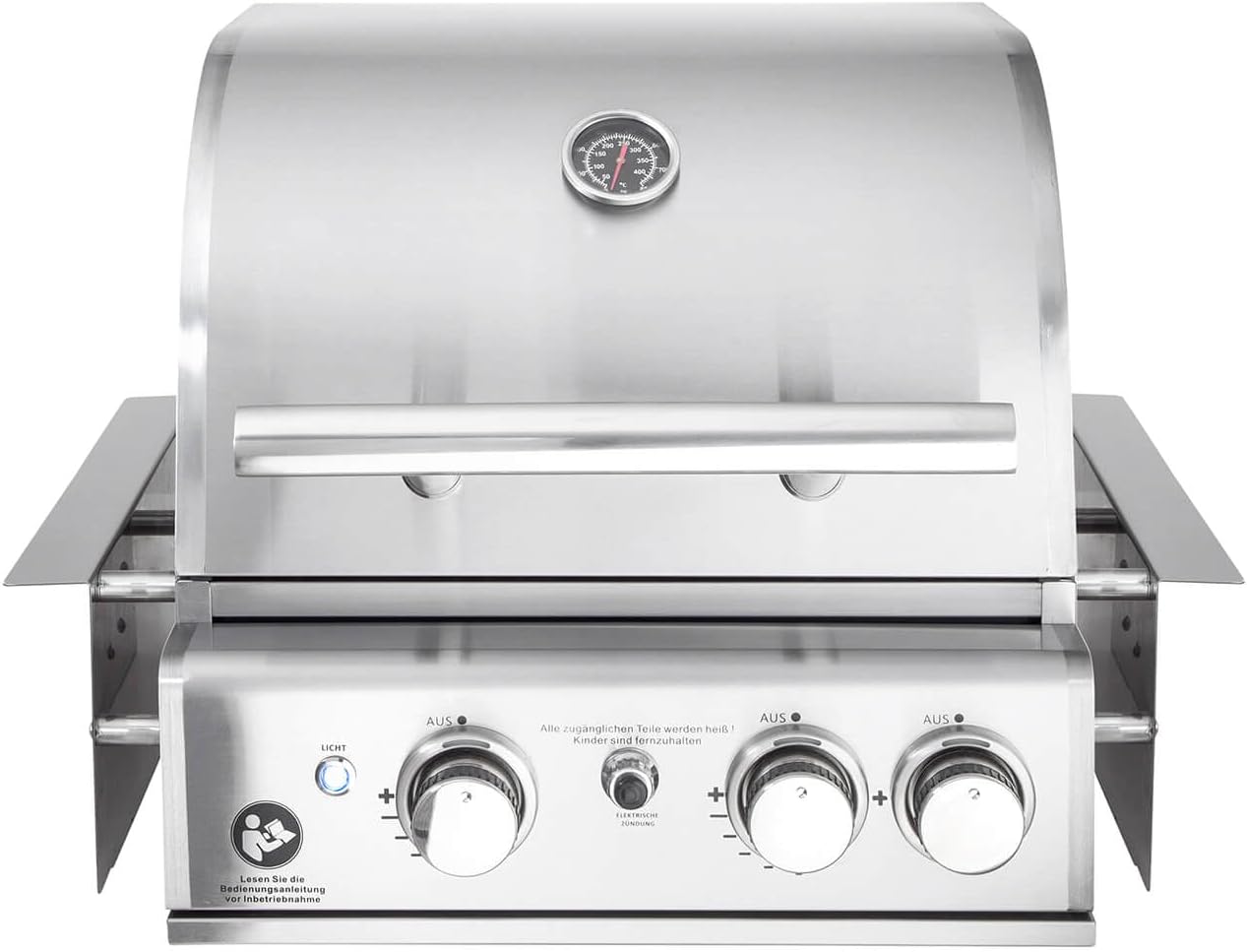 Top-Line Chef S Built-In Gasgrill Einbaugrill Edelstahl mit Air System, 2 Brennern und Backburner für Außenküche, 58 x 76 x 65 cm-Cozygobay