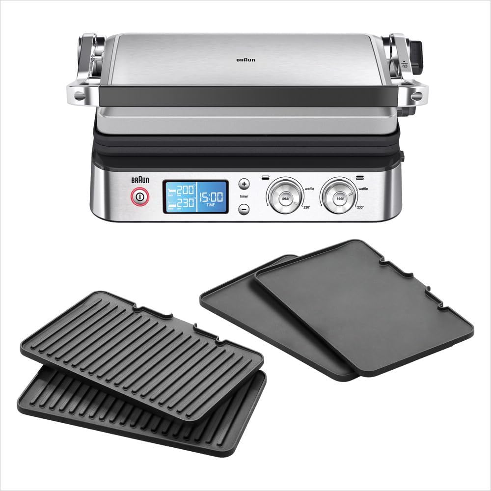 Braun MultiGrill 9 CG9043 3-in-1 Kontaktgrill Elektrogrill Indoor 2000W, BBQ, Ofenfunktion, große Grillfläche für bis zu 16 Burger, Edelstahl-Cozygobay