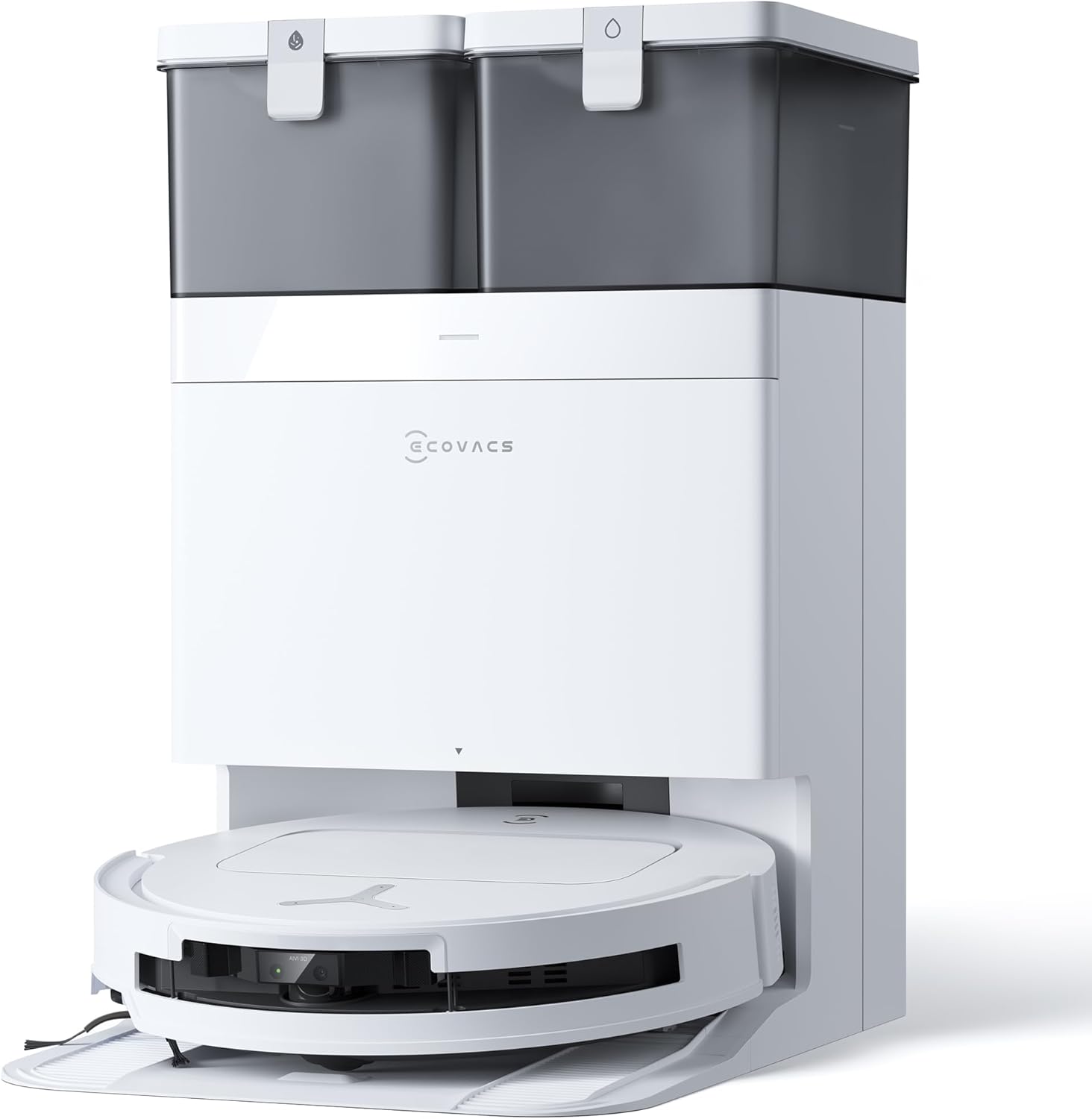 ECOVACS DEEBOT T50 Omni Saugroboter mit Wischfunktion 15000Pa Saugkraft ZeroTangle 2.0 ausziehbare Seitenbürste Mopp 75 Grad Heißwasser Reinigung All-in-One Station für mehrere Oberflächen Weiß-Cozygobay