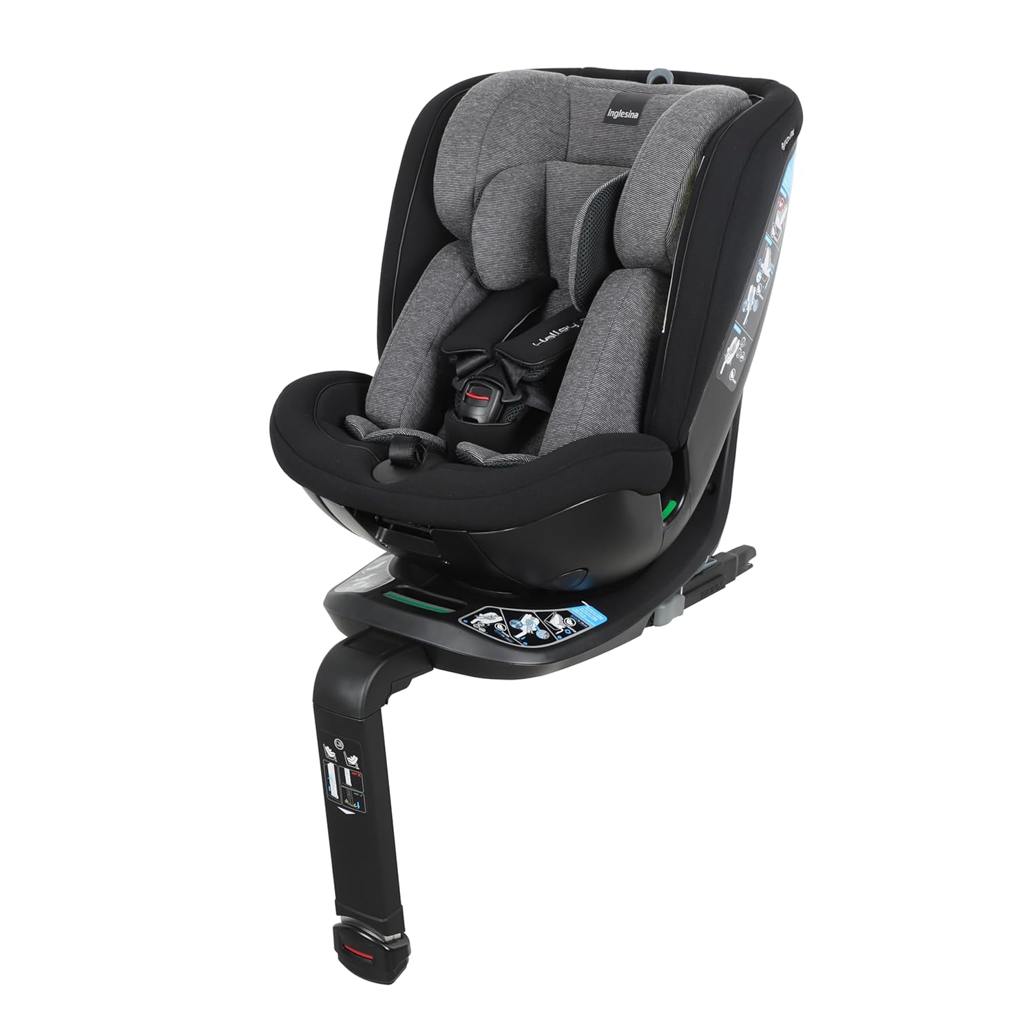 Inglesina Halley Pro 360 Grad drehbarer Kindersitz 40-150 cm, ISOFIX Auto-Kindersitz von 0 bis 12 Jahren, verstellbar und atmungsaktiv, ECE R129/03, Schwarz-Cozygobay