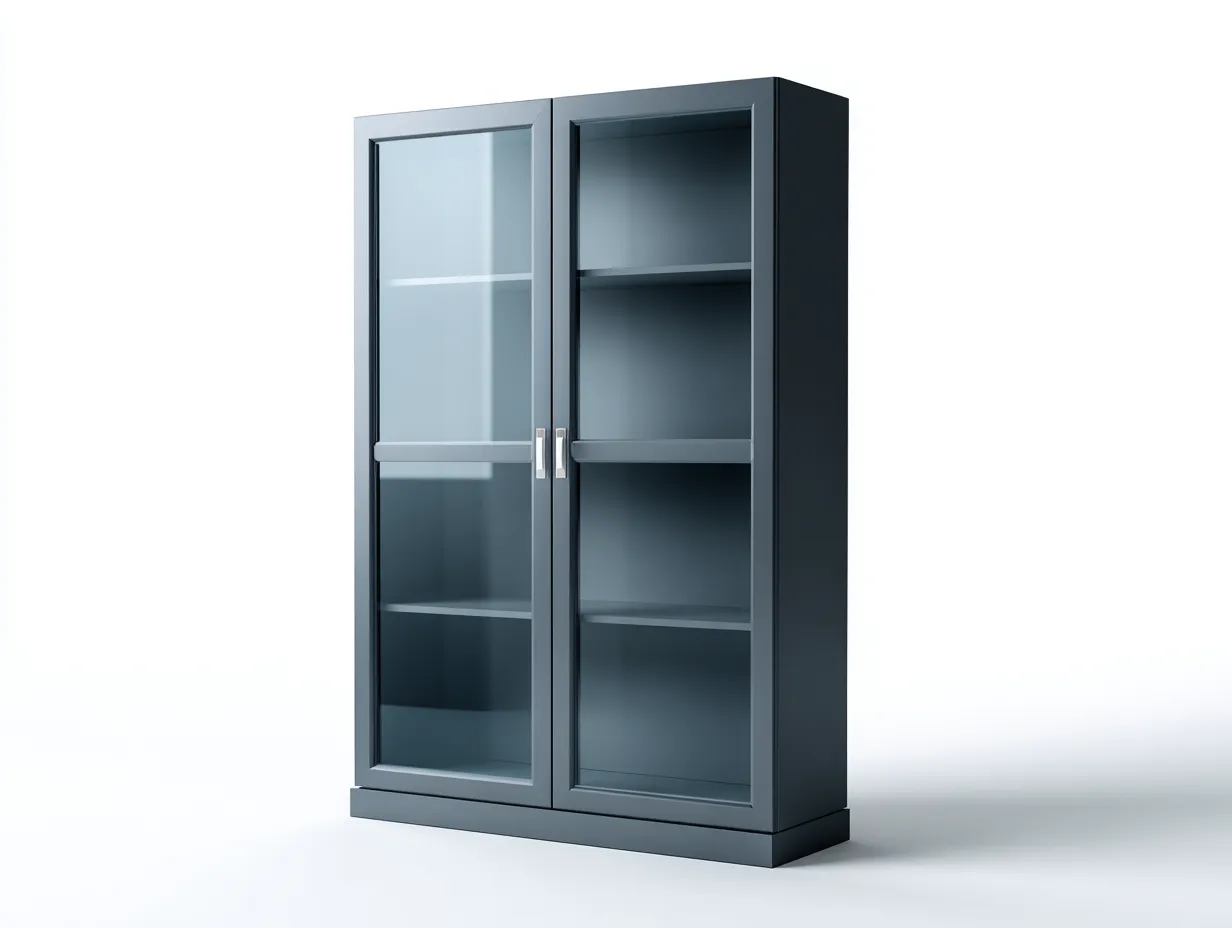 Vitrinen-Holz-Glas-104 x 43 x 192 cm-Dunkelblau-Moderner Küchenstil-Cozygobay