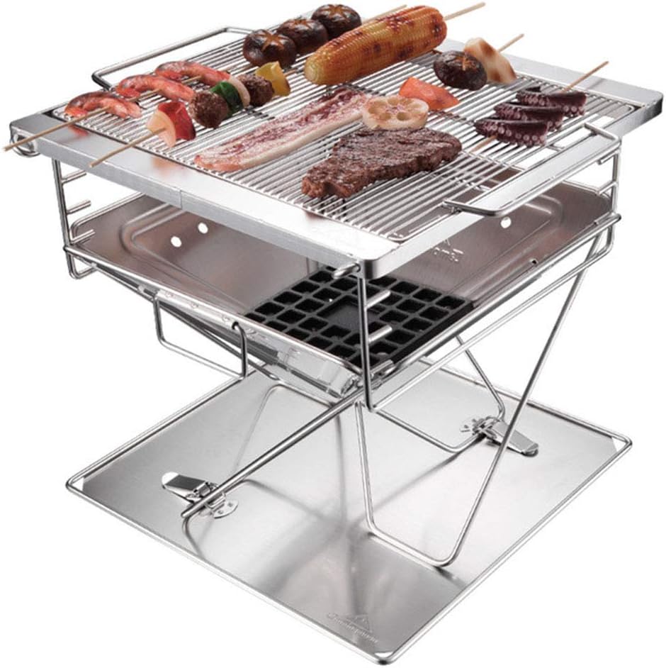 Tragbarer BBQ Grillrost Edelstahl klappbar mit Tragetasche, Tisch-Holzkohlegrill faltbar für Camping, Garten, Outdoor und Picknick-Cozygobay