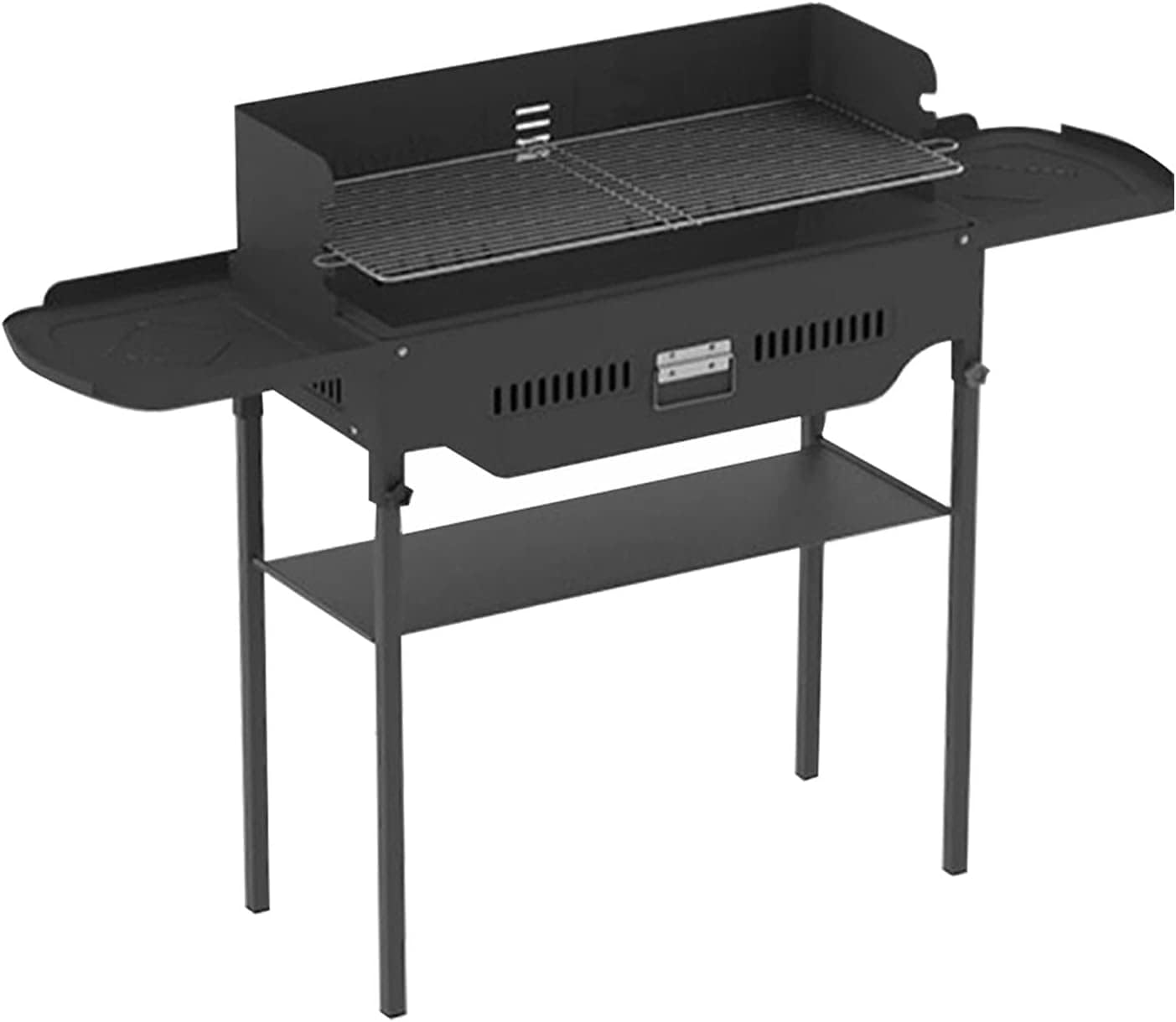 Holzkohlegrill mit dreistufiger Temperatureinstellung, Außengrill mit drei Ablagefächern, Campinggrill und Familiengrill für 5-8 Personen-Cozygobay