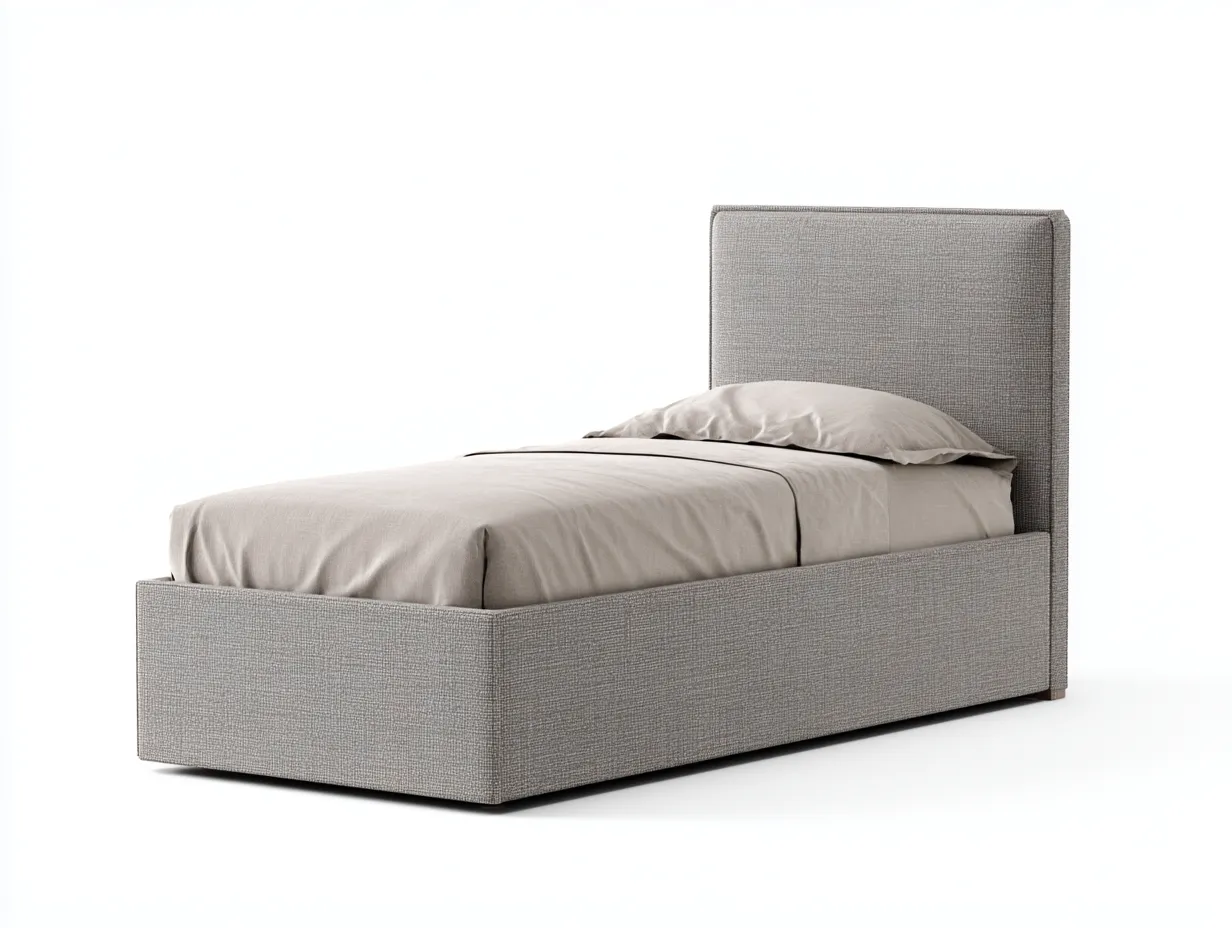 Einzelbett-Stoff-Holz-205x98x105 cm-Grau-Modern-Cozygobay