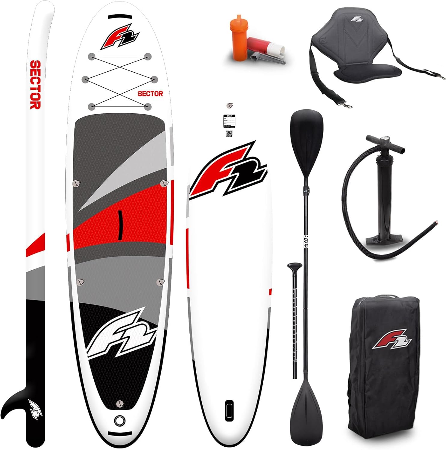 F2 SUP Stand Up Paddle Board Sector Limited Edition 2024, aufblasbares Wassersport Board in 10.5, 11.5 und 12.2 Zoll, Rot-Cozygobay