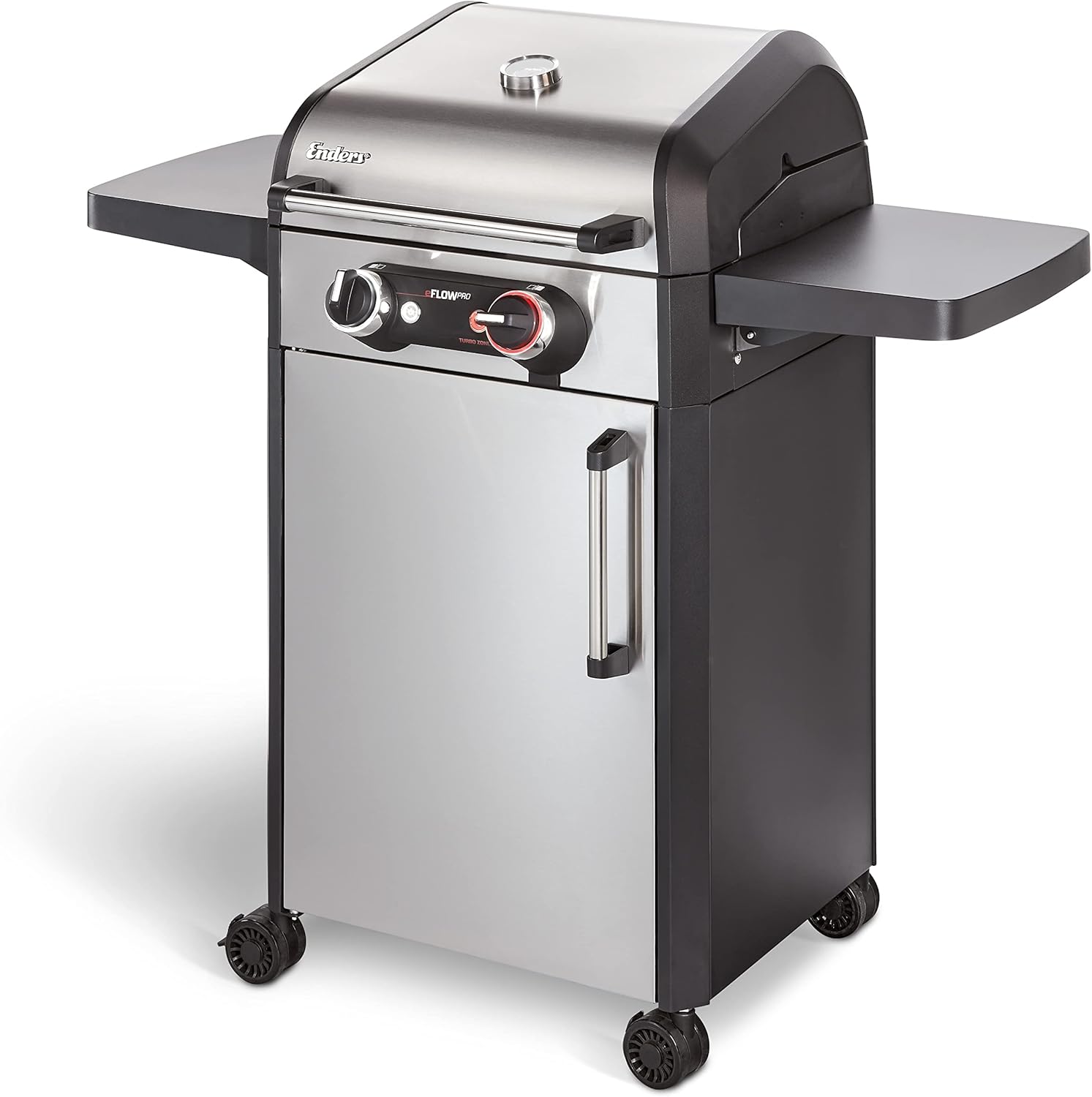 Enders Elektrogrill eFLOW PRO 2 TURBO Grillwagen mit Gussrost SWITCH GRID, TURBO ZONE, SIMPLE CLEAN Reinigungssystem, Silber Schwarz, elektrischer BBQ Grill-Cozygobay