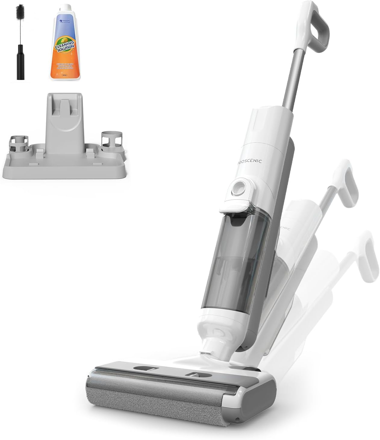 Proscenic F10 Ultra Nass Trockensauger Akku 3 in 1 Staubsauger mit Wischfunktion 60 Minuten Laufzeit Selbstreinigungsfunktion Kantenreinigungsbürste Anti Verwirrungs Haar HEPA Filter für Hartholz Linoleum Laminat Keramikfliesen-Cozygobay