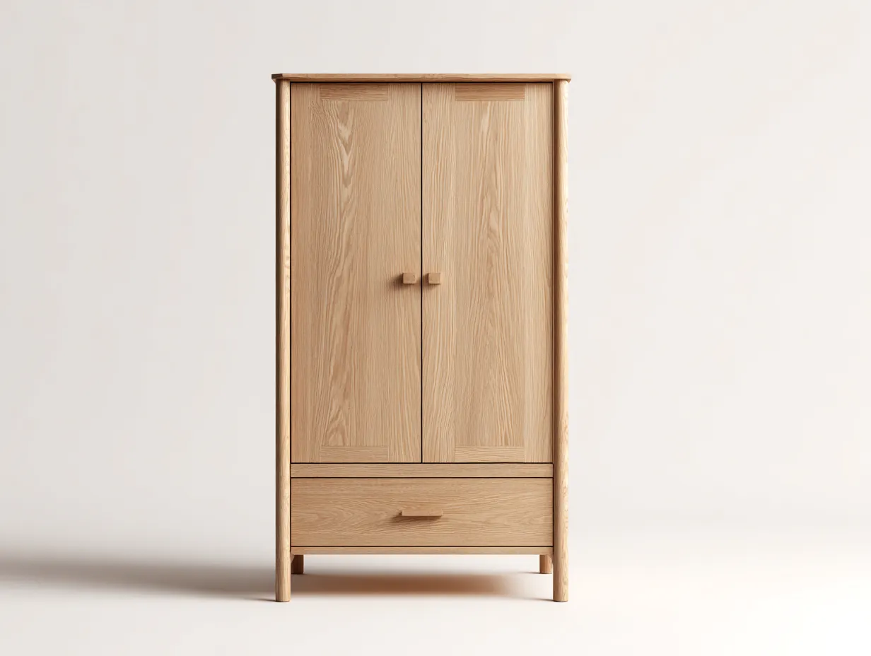 Kleiderschrank-Eiche-95 x 58 x 188 cm-Natur-Moderner Landhausstil-Cozygobay