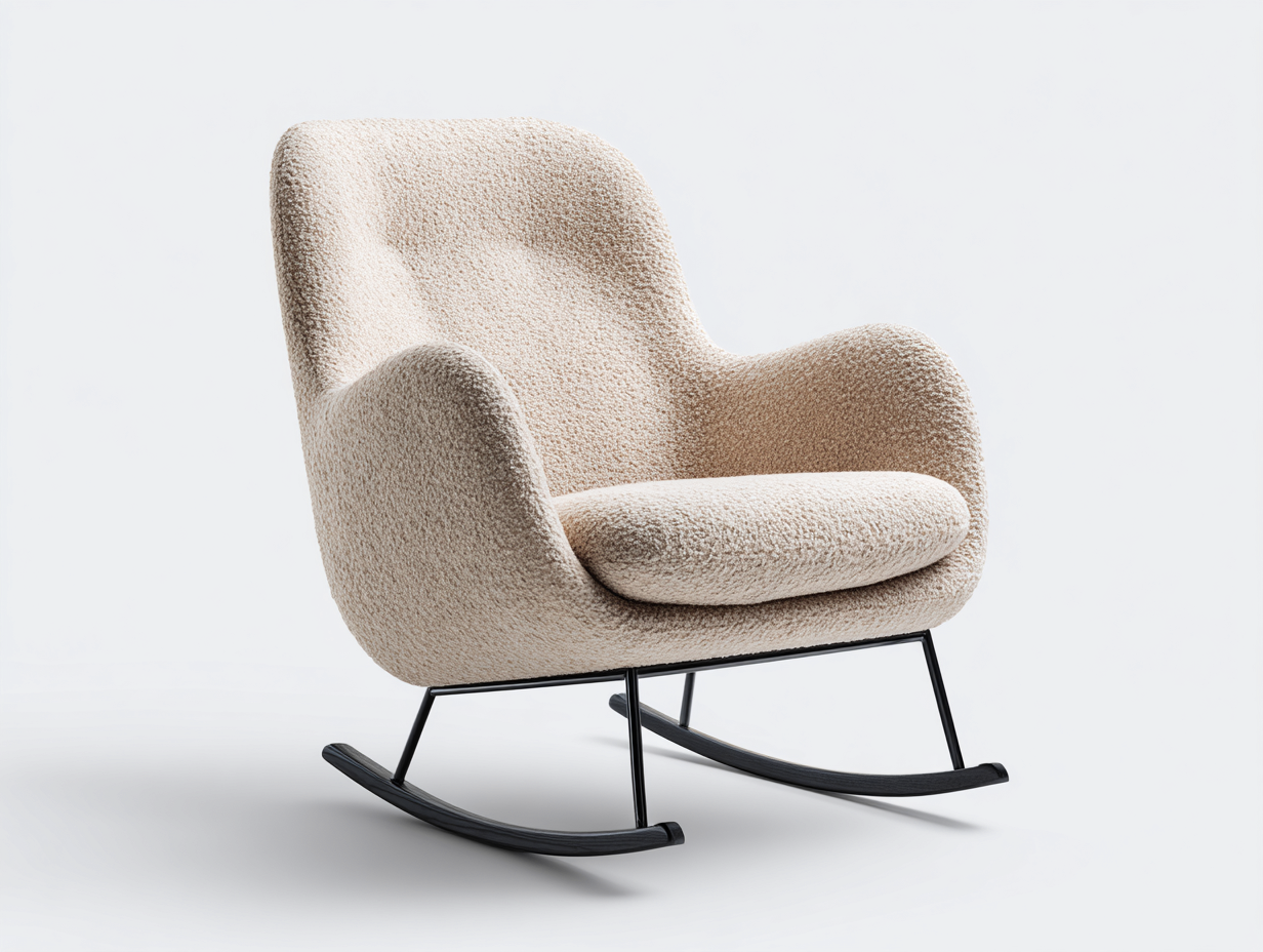Mecedoras tapizada tela tipo borrego y estructura metálica 72x88x94 cm - beige - diseño moderno para salón y dormitorio-Sofagohut