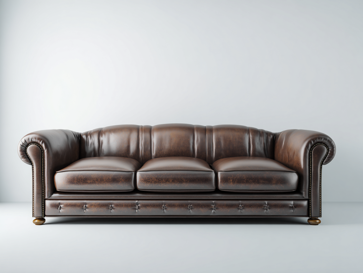 Sofás 3 plazas cuero sintético 210x90x85 cm color marrón para salón estilo clásico-Sofagohut