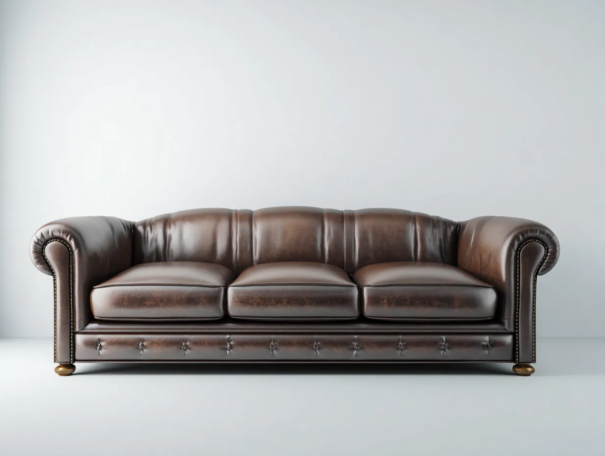 Sofás 3 plazas cuero sintético 210x90x85 cm color marrón para salón estilo clásico-Sofagohut