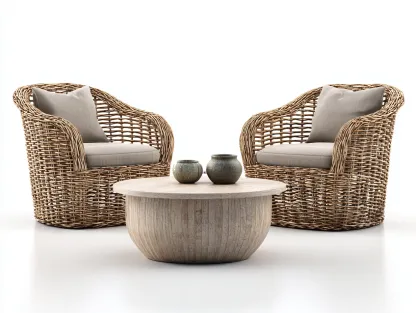 Conjunto de muebles de jardín ratán y madera 70x65x78 cm - marrón - diseño natural para terraza y patio-Sofagohut