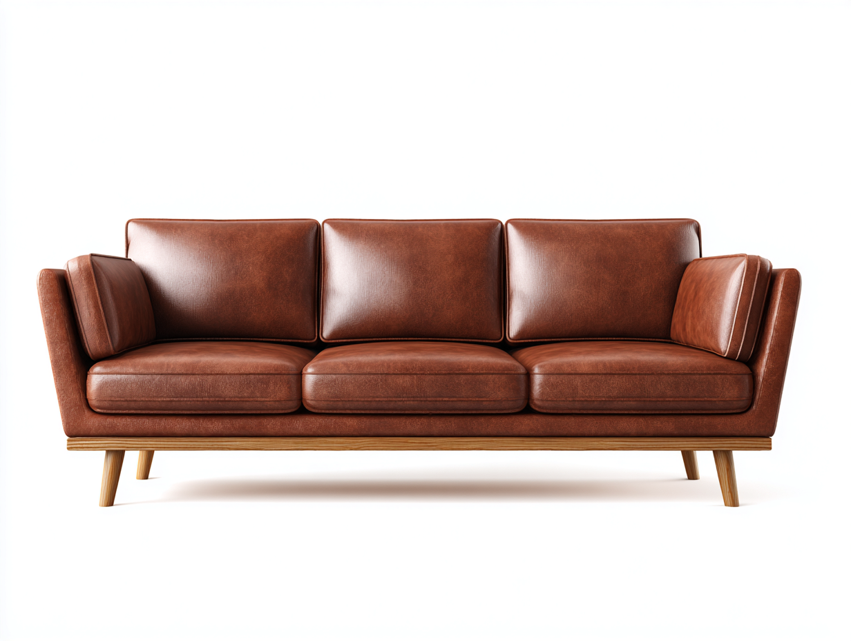 Sofás 3 plazas cuero sintético 205x88x85 cm color marrón para salón estilo moderno-Sofagohut