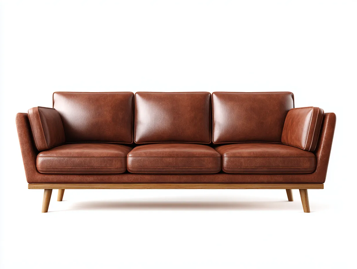 Sofás 3 plazas cuero sintético 205x88x85 cm color marrón para salón estilo moderno-Sofagohut