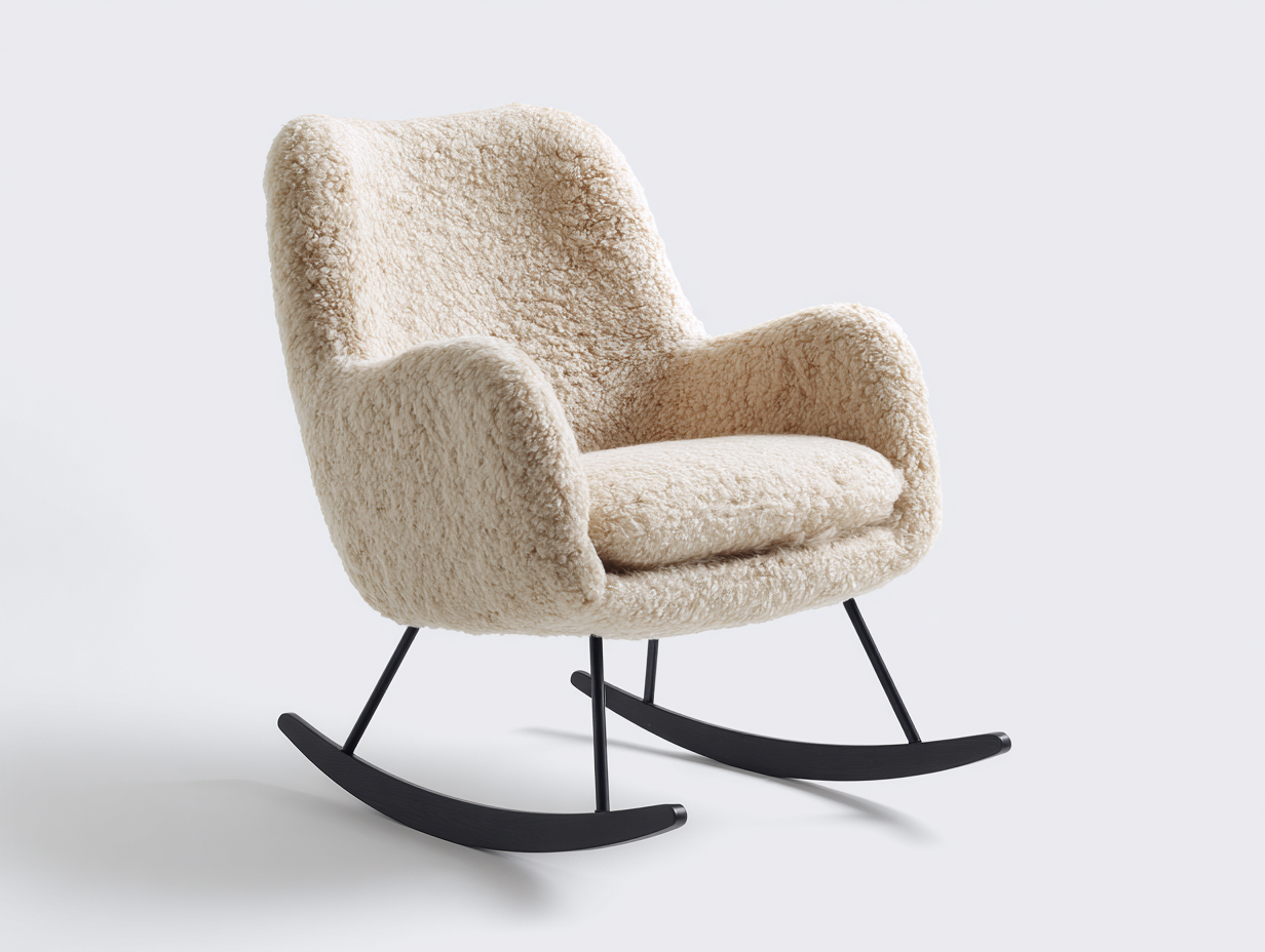 Mecedoras tapizada tela borreguito 95x75x90 cm color crema para salón estilo moderno-Sofagohut