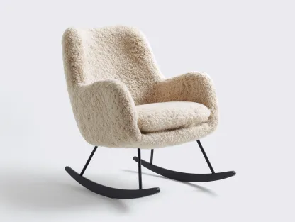 Mecedoras tapizada tela borreguito 95x75x90 cm color crema para salón estilo moderno-Sofagohut