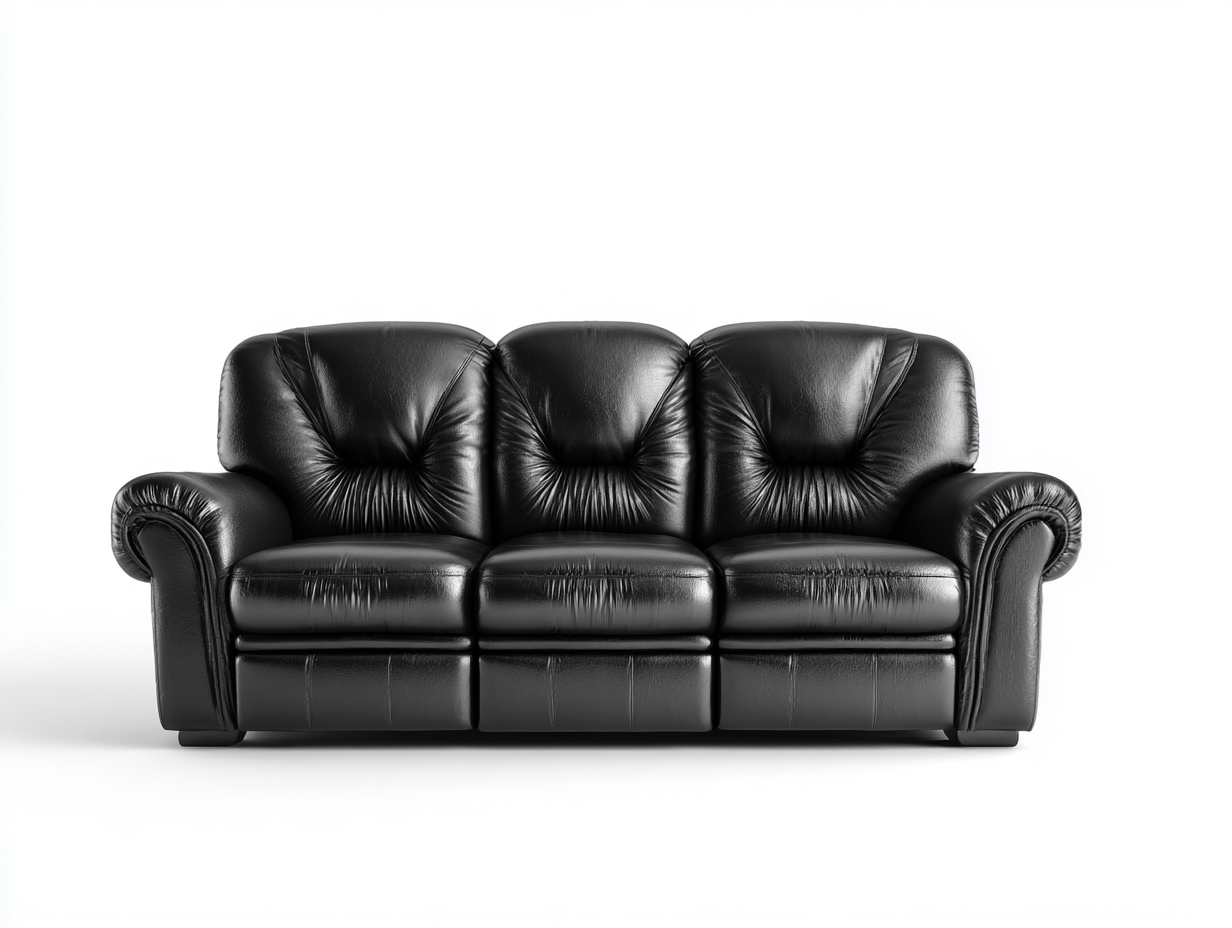 Sofás 3 plazas tapizado cuero sintético 210x90x95 cm negro - diseño clásico salón-Sofagohut