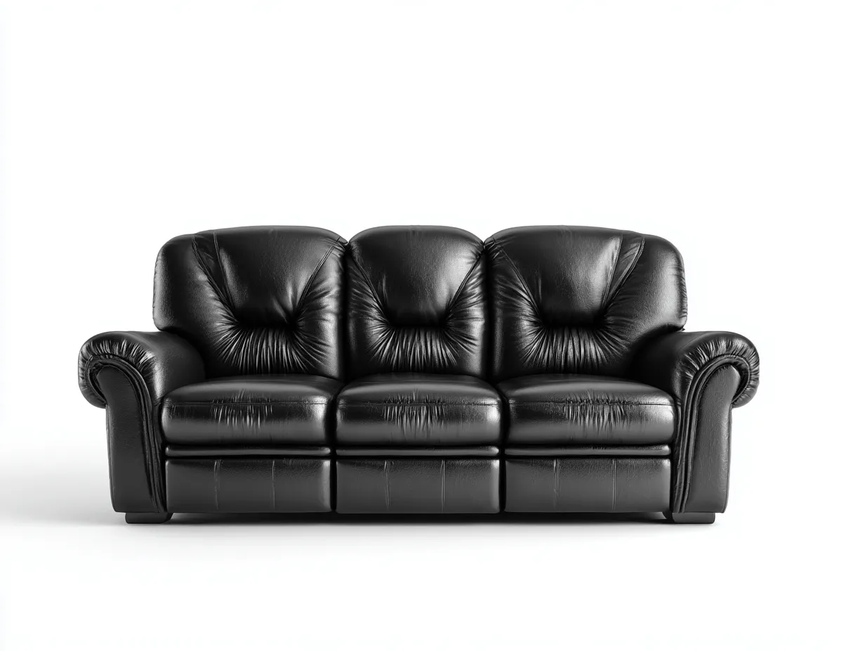 Sofás 3 plazas tapizado cuero sintético 210x90x95 cm negro - diseño clásico salón-Sofagohut