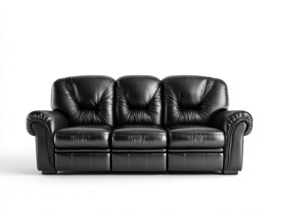 Sofás 3 plazas tapizado cuero sintético 210x90x95 cm negro - diseño clásico salón-Sofagohut