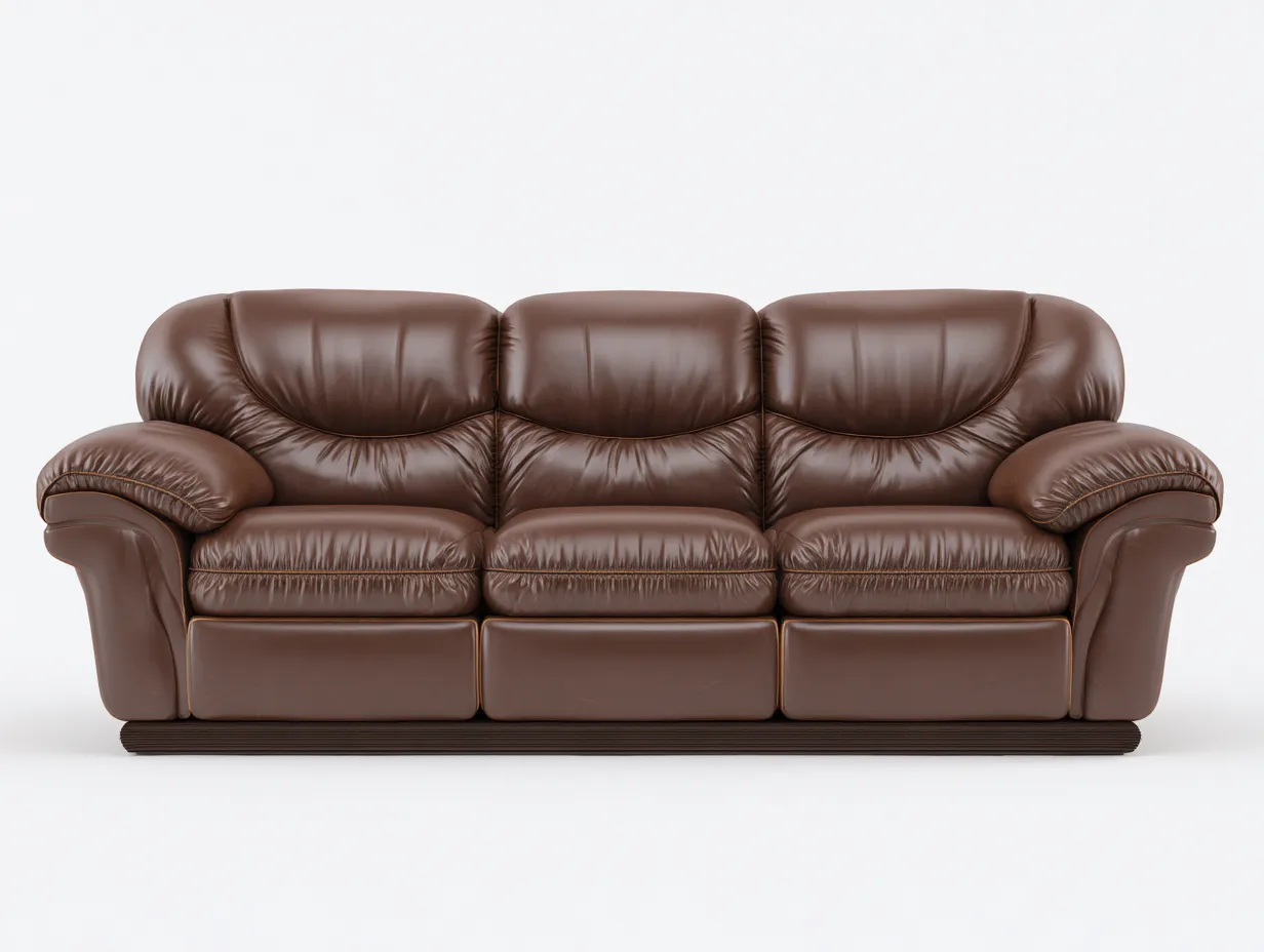 Sofás 3 plazas tapizado cuero sintético 210x90x95 cm - marrón - diseño clásico para salón-Sofagohut