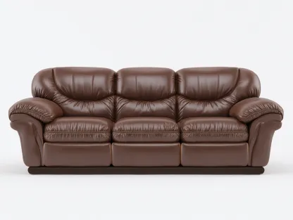 Sofás 3 plazas tapizado cuero sintético 210x90x95 cm - marrón - diseño clásico para salón-Sofagohut