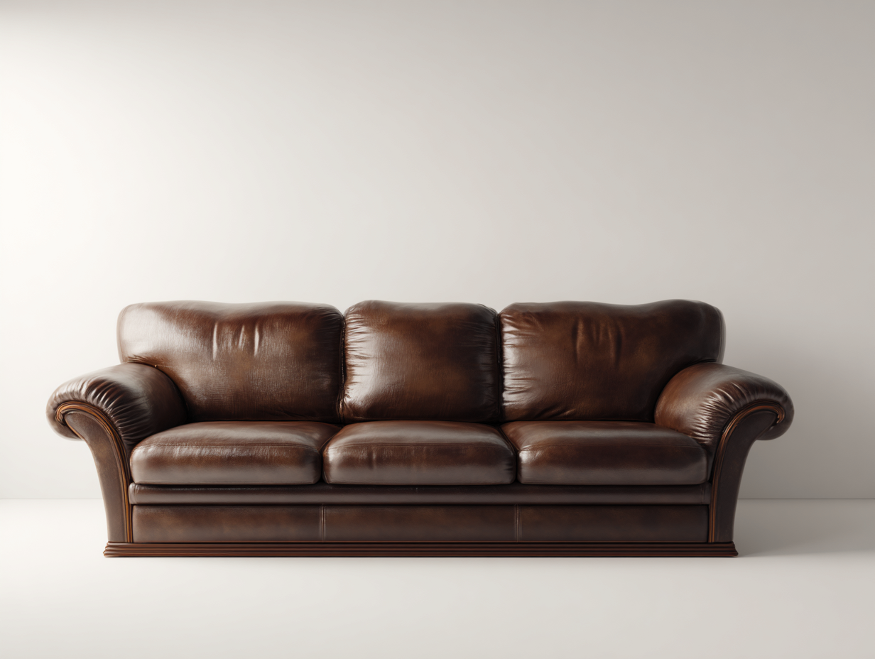 Sofás 3 plazas tapizado cuero sintético 210x90x92 cm - marrón - diseño clásico-Sofagohut