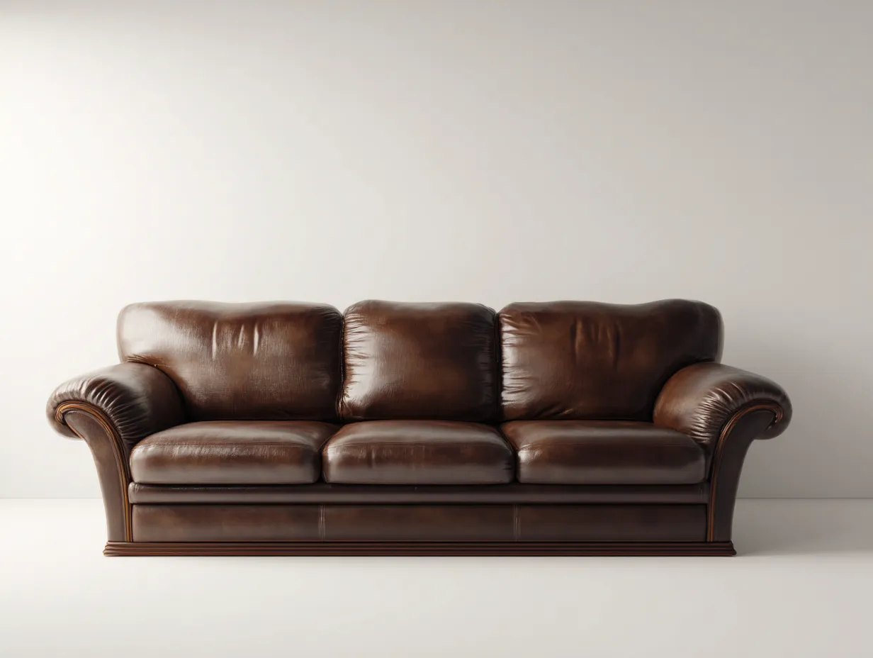 Sofás 3 plazas tapizado cuero sintético 210x90x92 cm - marrón - diseño clásico-Sofagohut