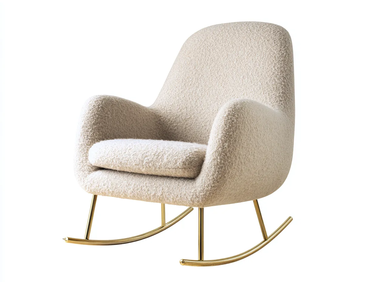 Mecedoras tapizada tela bouclé 90x72x88 cm color beige dorado para salón estilo moderno-Sofagohut