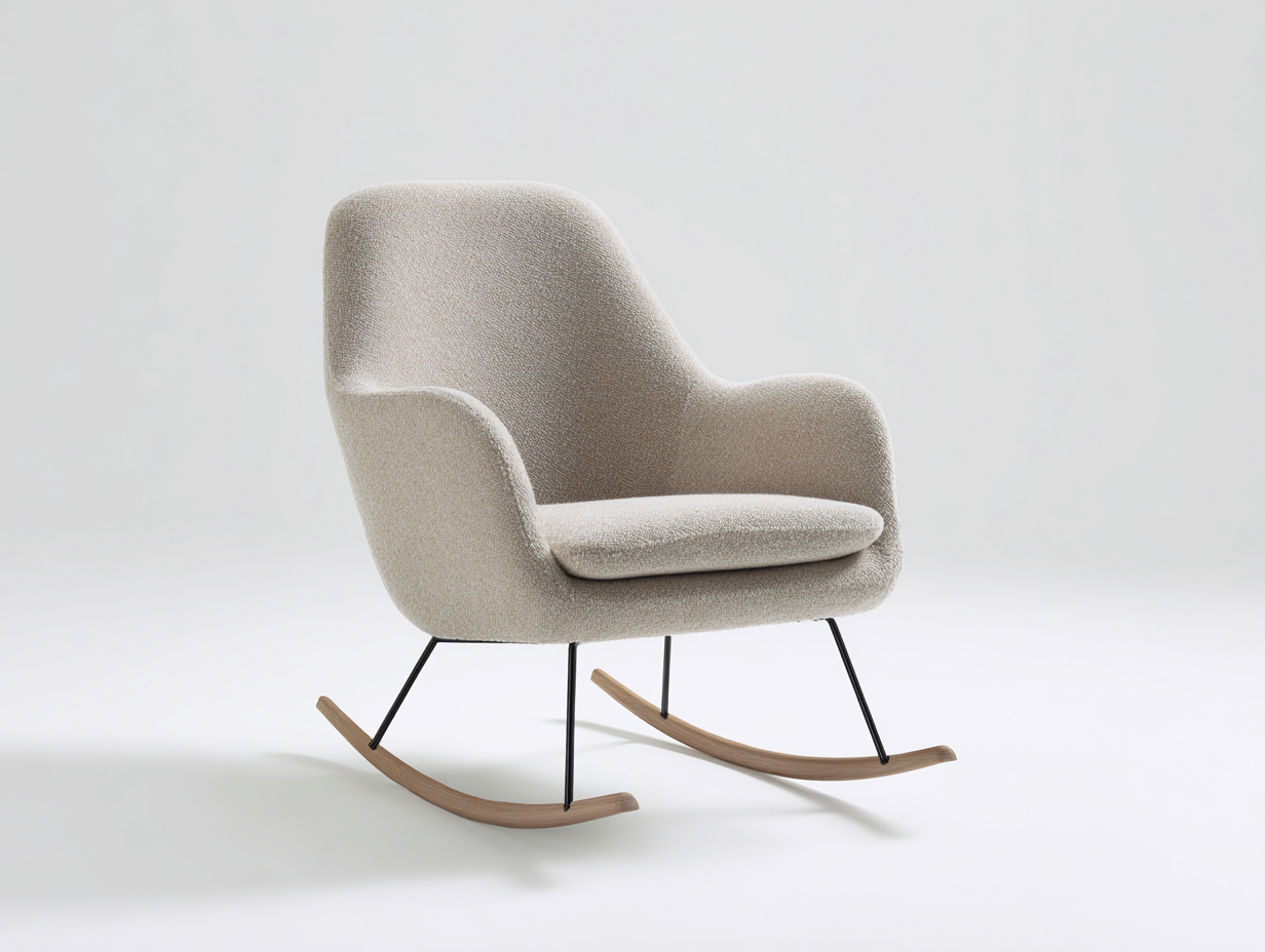 Mecedoras tapizada tela bouclé 92x74x88 cm color beige negro madera para salón estilo moderno-Sofagohut