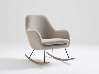 Mecedoras tapizada tela bouclé 92x74x88 cm color beige negro madera para salón estilo moderno-Sofagohut