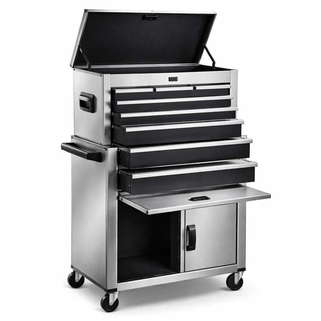 Werkzeugschrank aus Edelstahl Schwarz mit 7 Schubladen-NESTFLORA