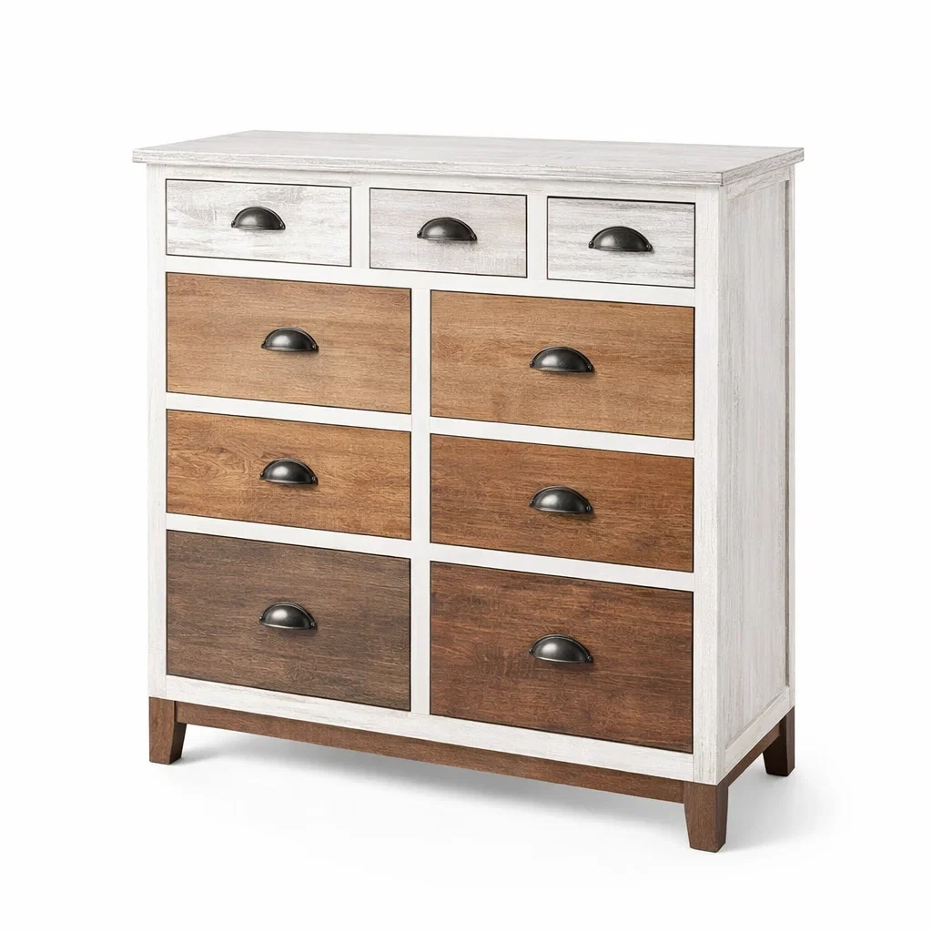 Schubladenschrank aus Holz Mehrfarbig mit neun Schubladen-NESTAROMA