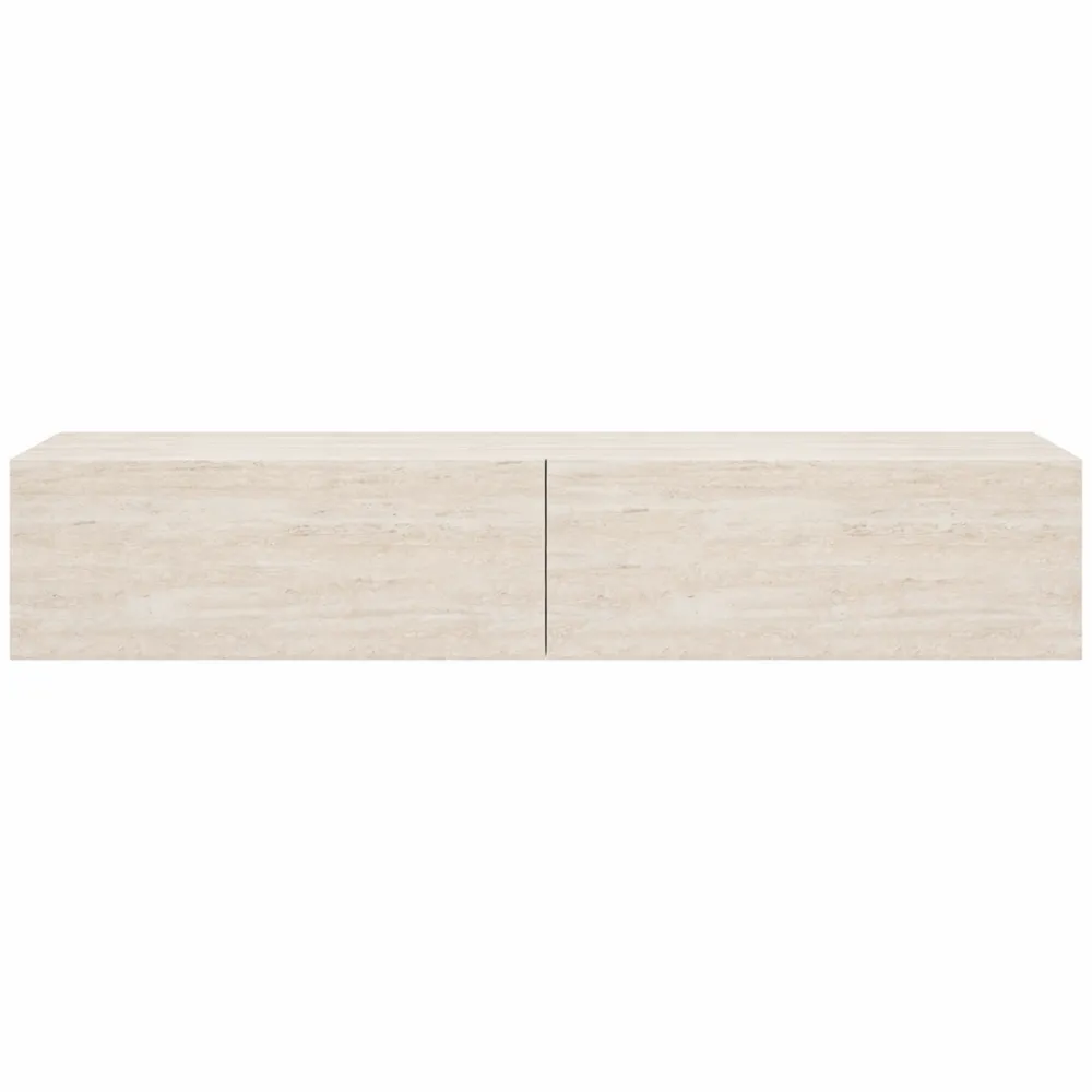 Meuble TV 180 cm Suspendu avec Portes Effet Travertin