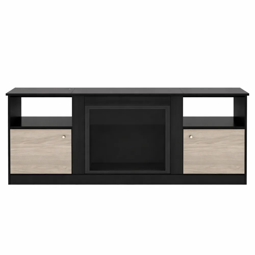 Meuble TV avec Cheminée Électrique et Éclairage LED