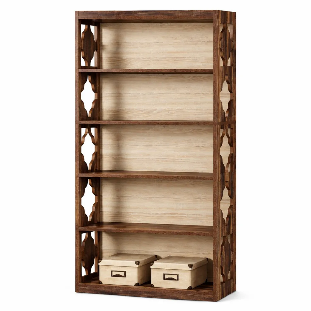 Étagère en bois haute de 6 niveaux avec rangement ouvert