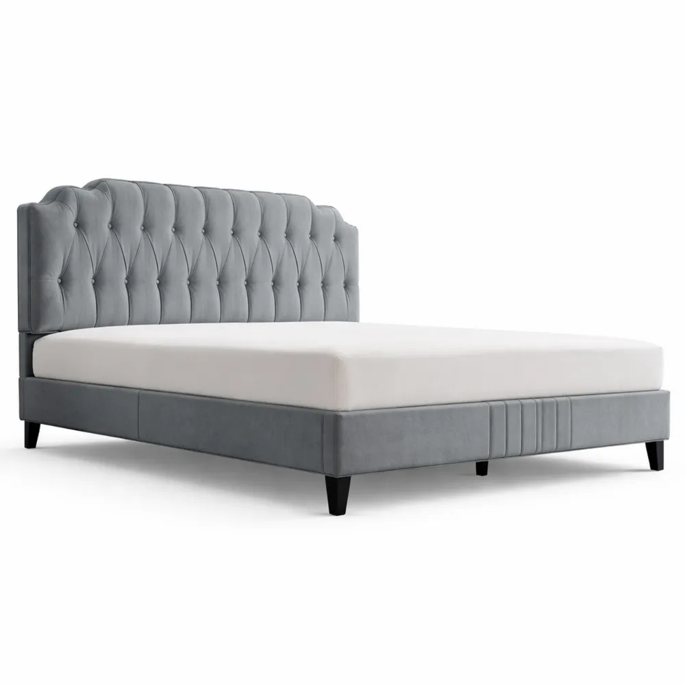 Cadre de lit double capitonné ajustable en hauteur 140x200cm