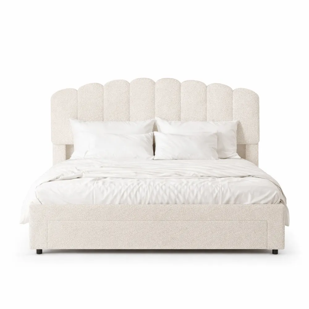 Grand lit avec tiroir et port USB, tête ajustable