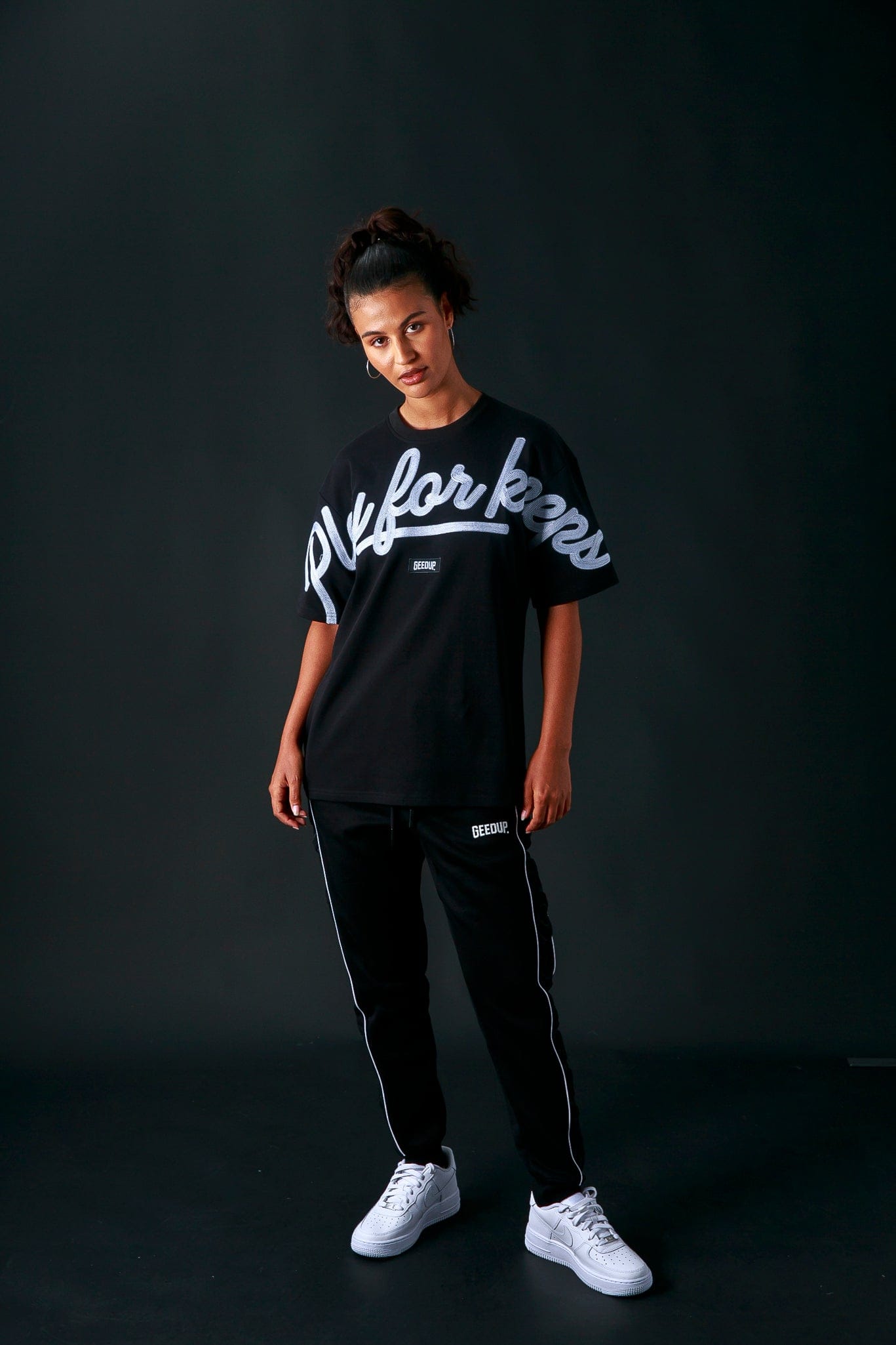 Geedup Play For Keeps Black/White Trackpants