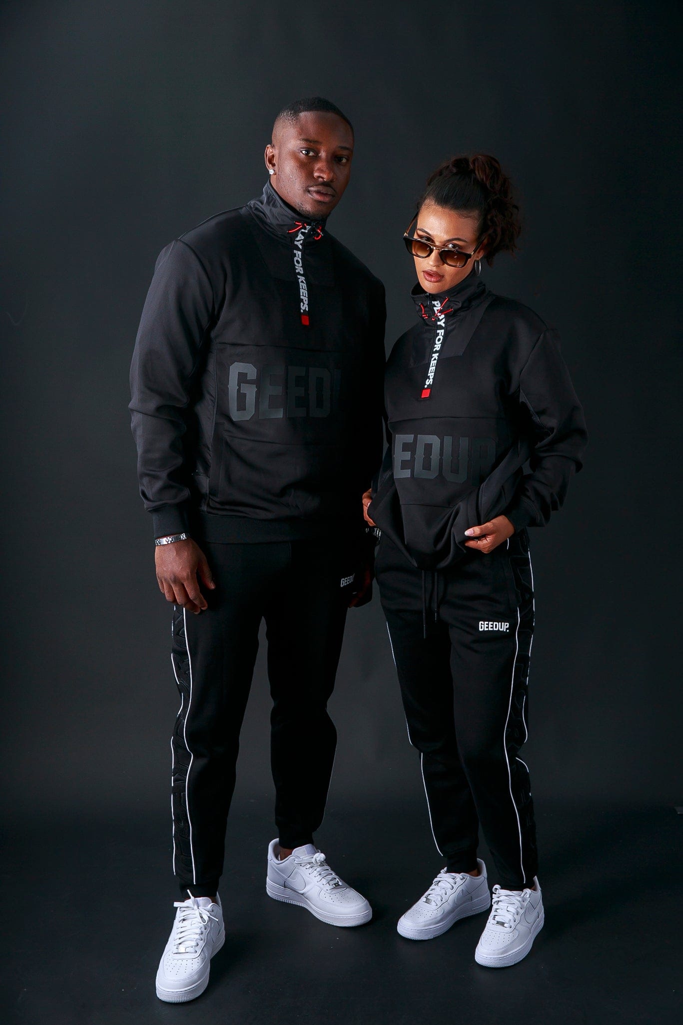 Geedup Play For Keeps Black/White Trackpants