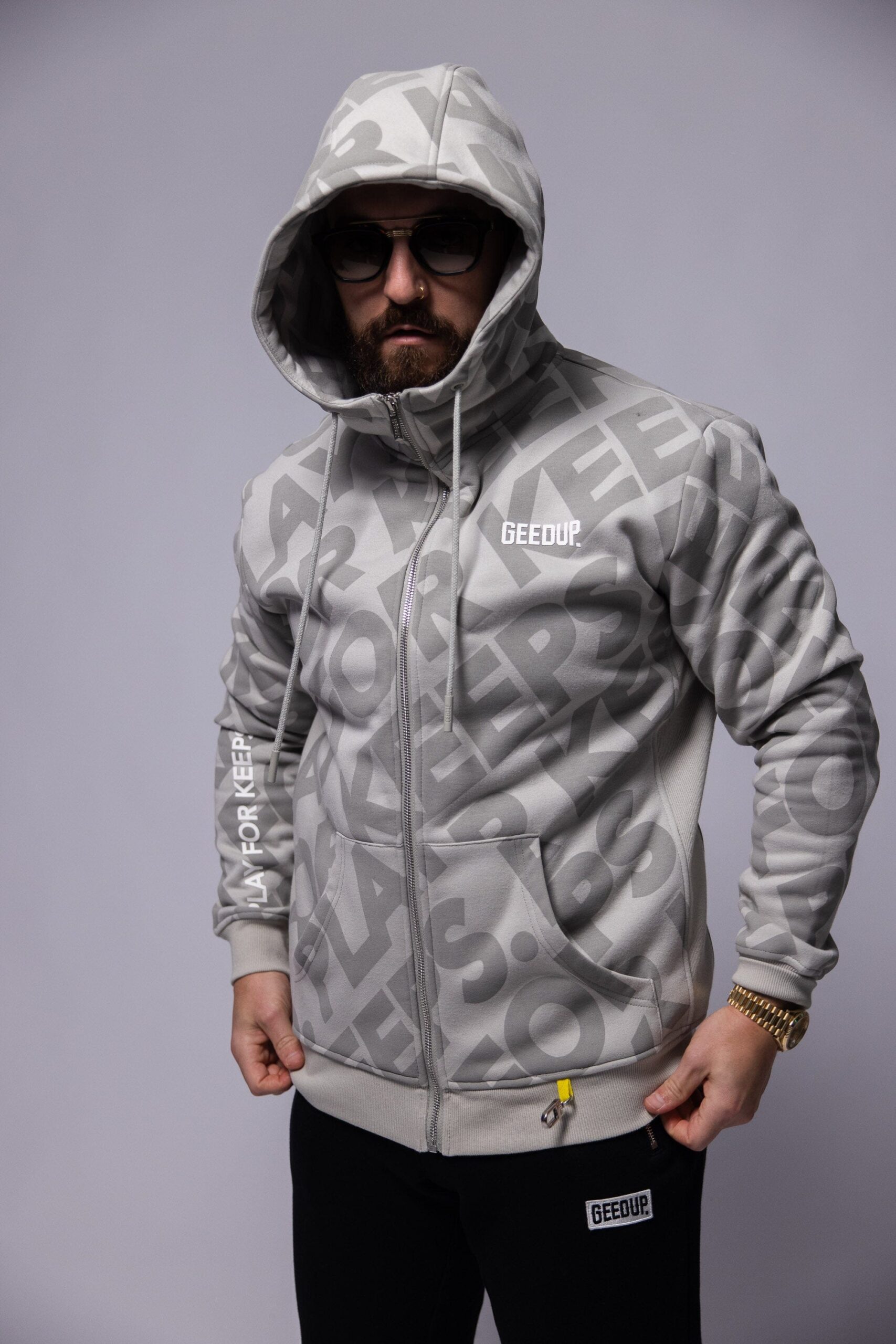 Geedup Hoodie PFK Monogram Zip Concrete Jacket