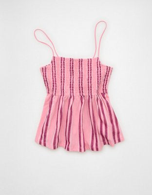 AE Sunchaser Babydoll Smocked Tank Top