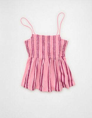 AE Sunchaser Babydoll Smocked Tank Top
