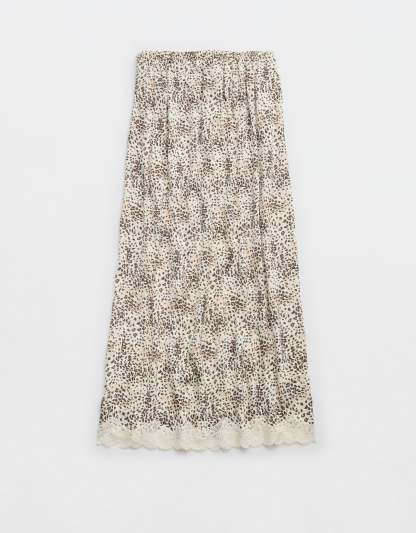 Aerie Satin Midi Skirt