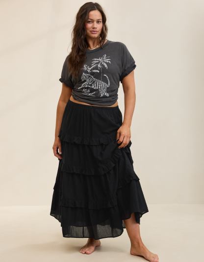 Aerie Ready To Ruffle Tiered Midaxi Skirt