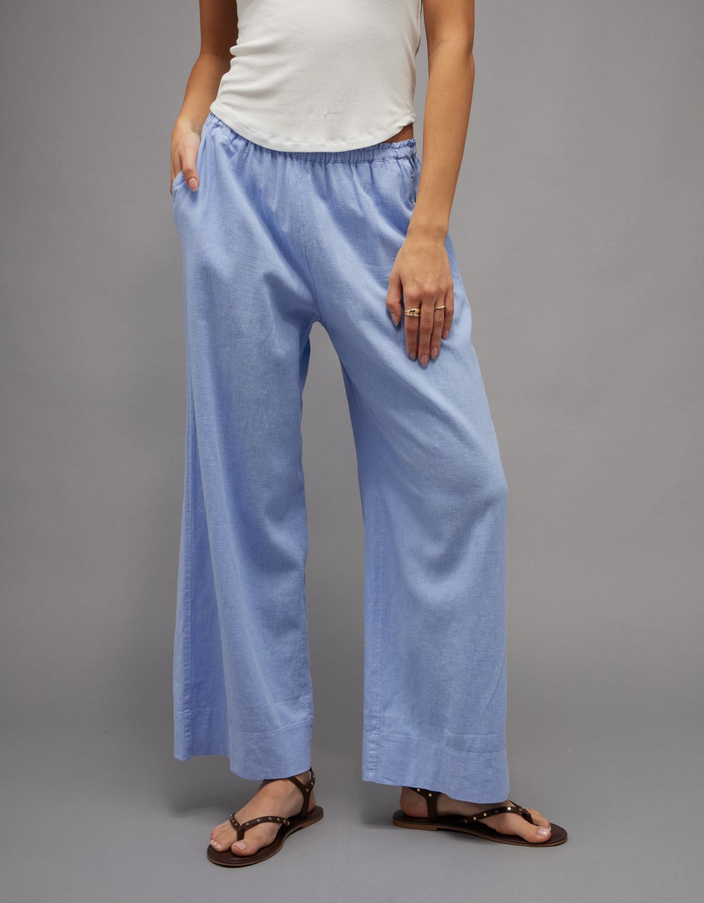 AE Linen-Blend Wide-Leg Pant
