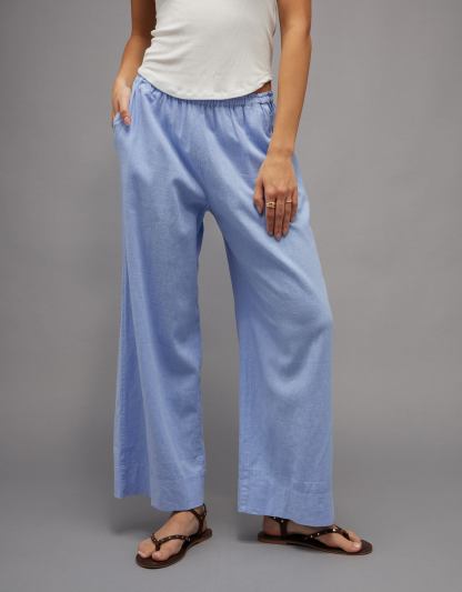 AE Linen-Blend Wide-Leg Pant