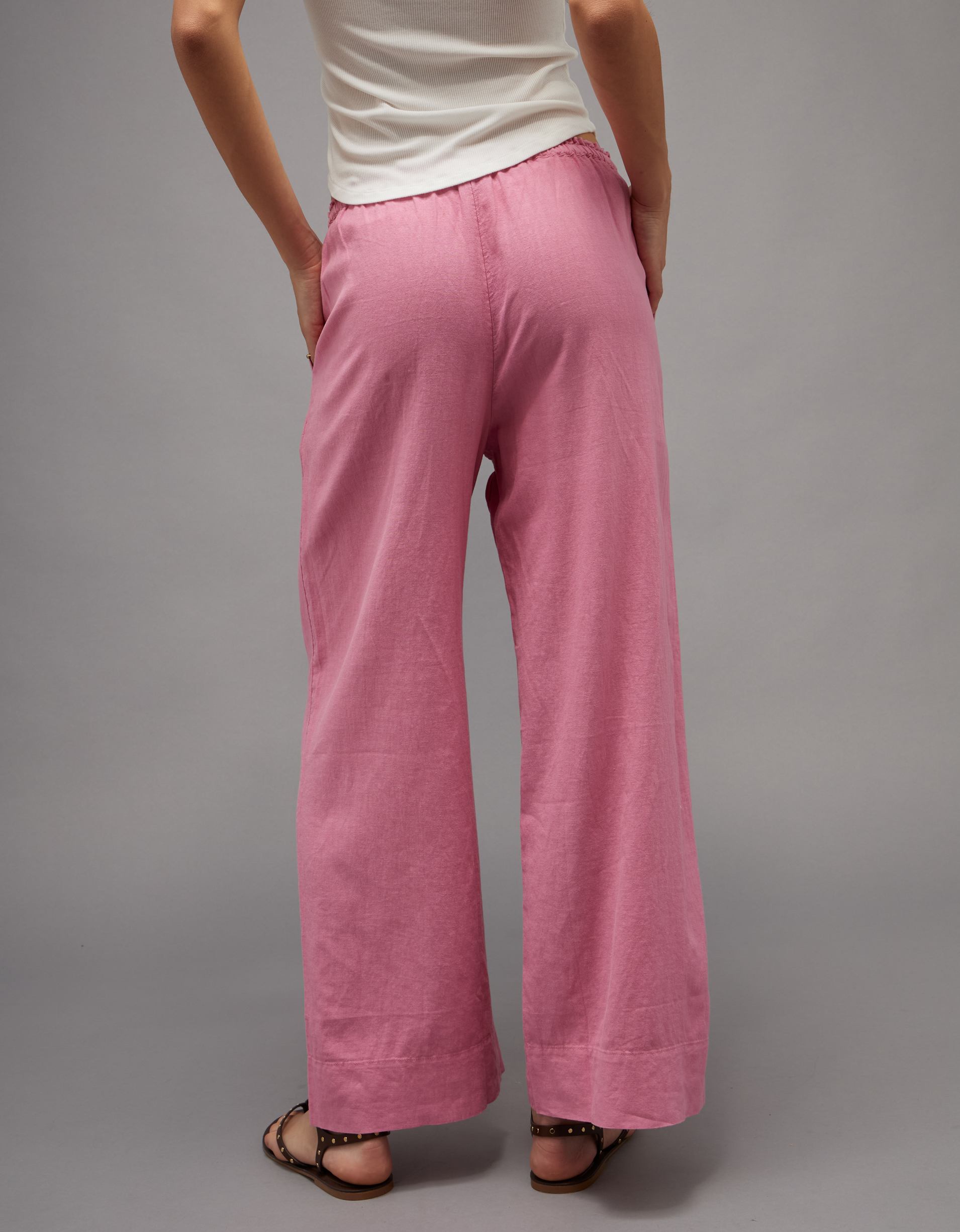 AE Linen-Blend Wide-Leg Pant