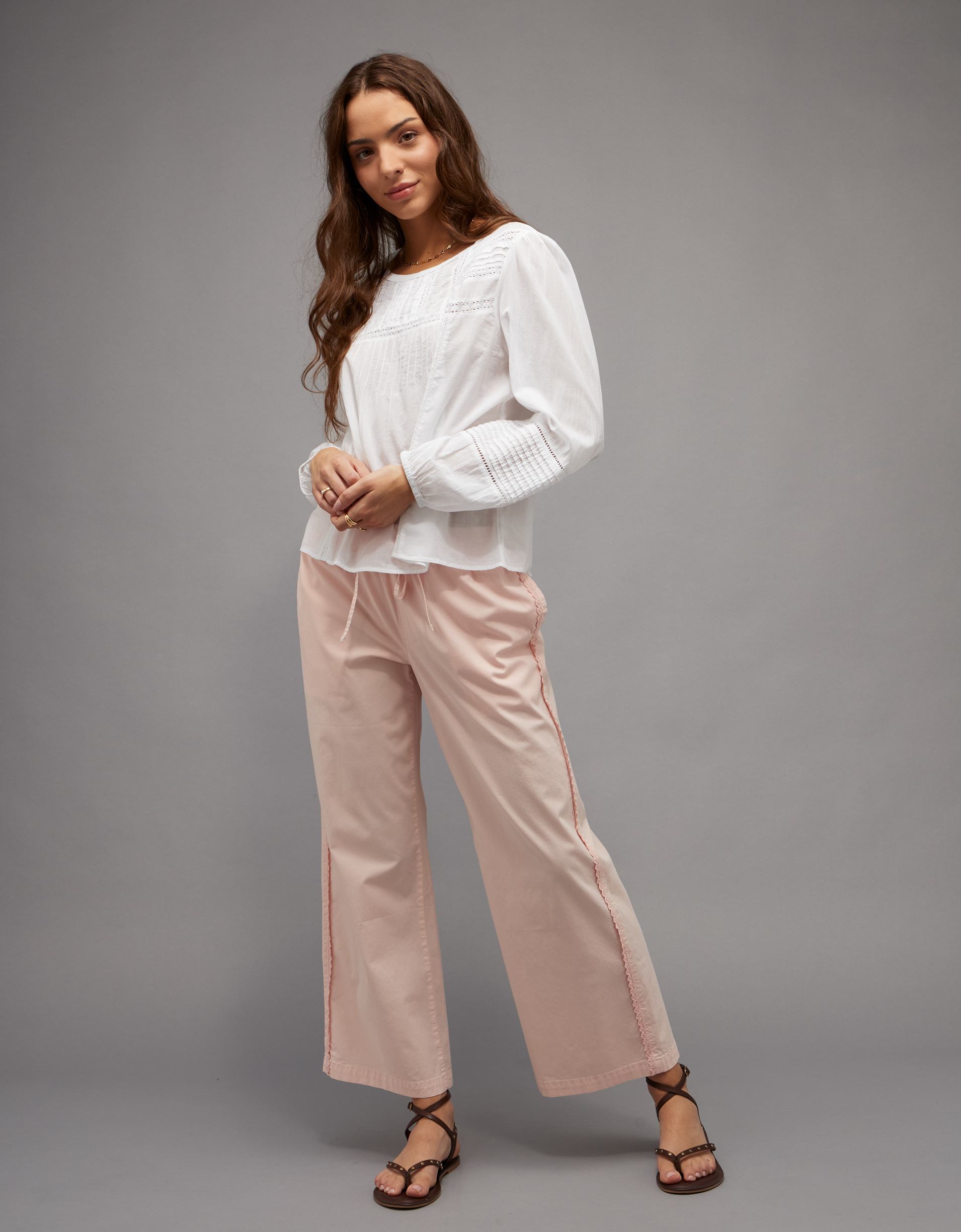 AE Lace Long-Sleeve Blouse