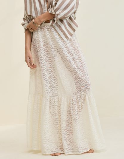Aerie Tiered Lace Maxi Skirt