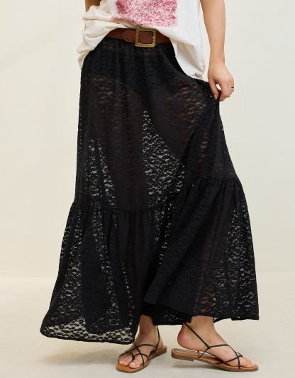 Aerie Tiered Lace Maxi Skirt